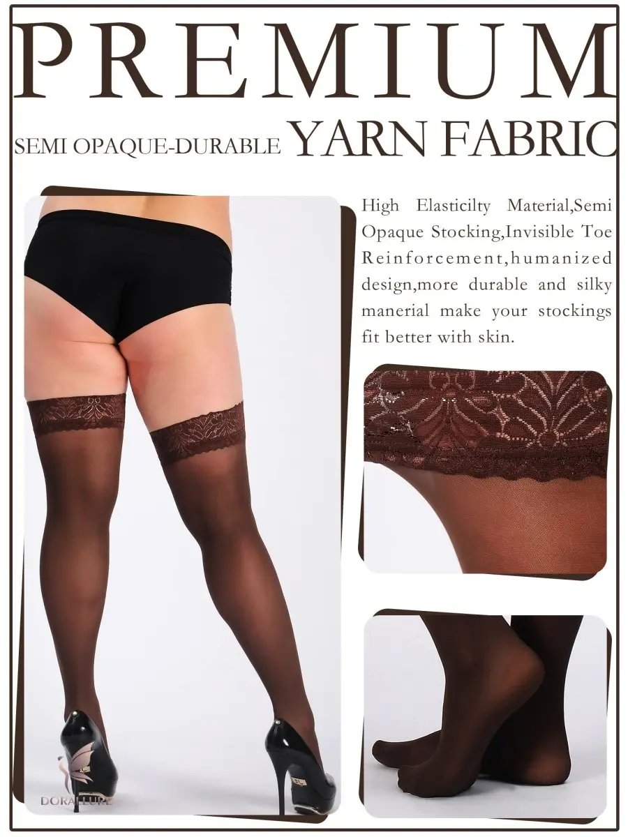 Plus Size Thigh High Stockings Silky Pantyhose - Love Salve